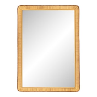 Vintage Woven Rattan Frame Mirror For Sale