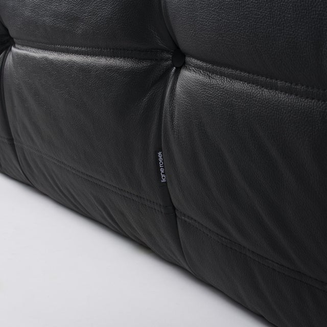 Original Ligne Roset Togo Chaise Lounge in Deep Noir Leather - Restored Vintage For Sale - Image 11 of 17