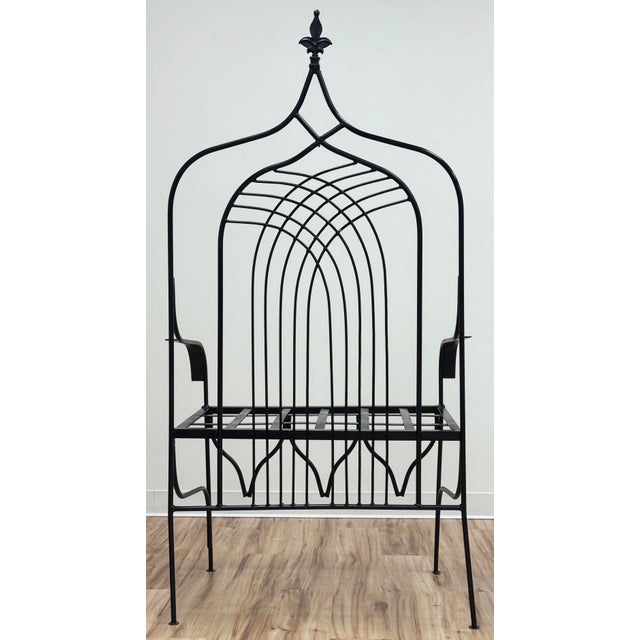 Substantial Vintage Wrought Iron Gothic Revival Cathedral Chairs, a Pair For Sale In Kansas City - Image 6 of 15
