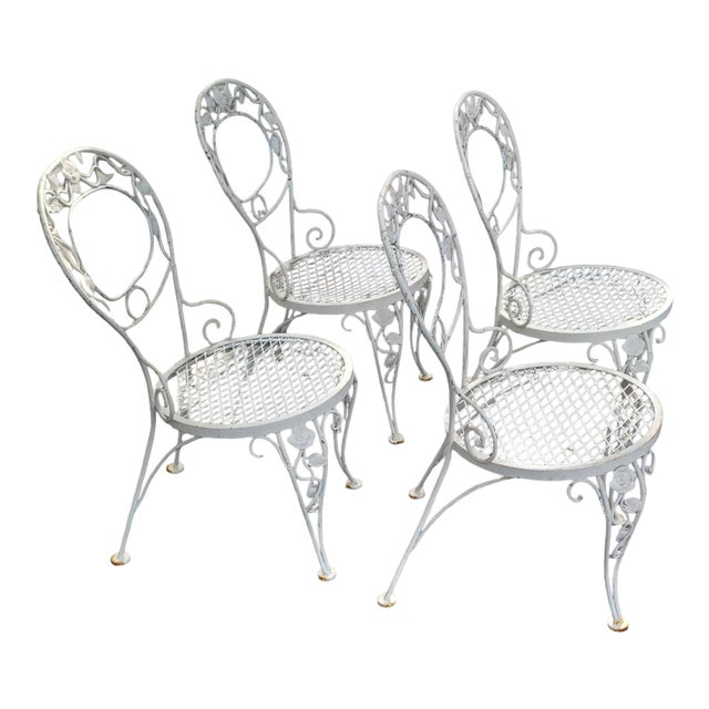 Vintage Woodard Chantilly Rose Iron Patio Chairs Set of 4 Chairish