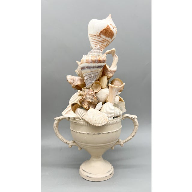 Chelsea House Inc Pair of Coastal Shell Topiary Urn Topiary Sculptures by Artist – Coastal / Organic Modern For Sale - Image 4 of 17