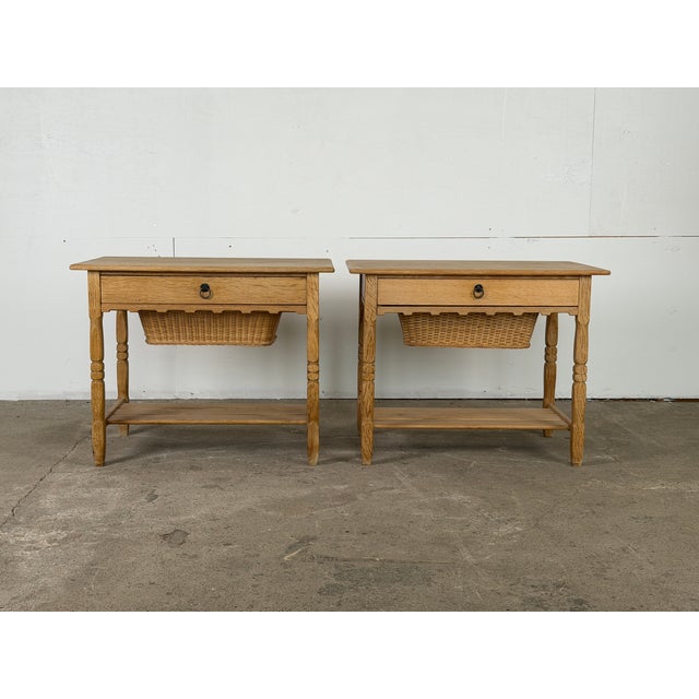 Mid-Century Modern Scandinavian Modern Oak Side Tables by Henning Kjærnulf, 1960s, Set of 2 For Sale - Image 3 of 11