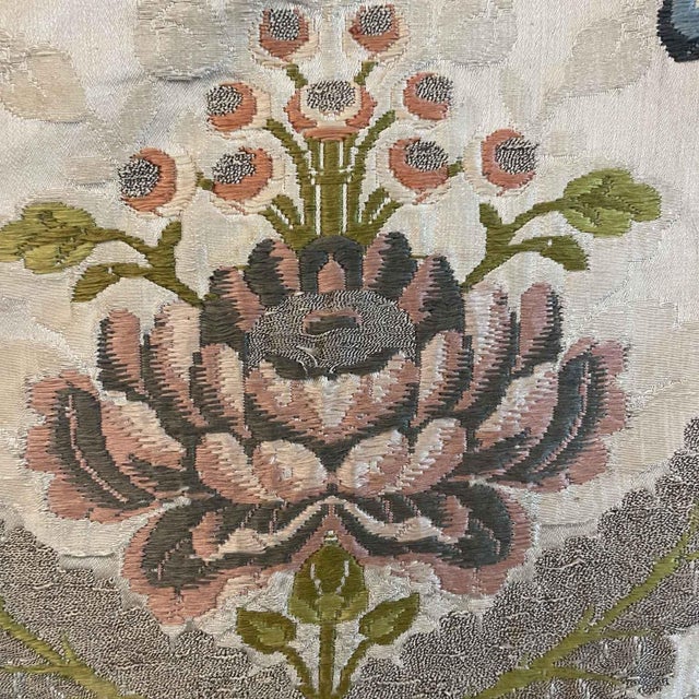 Antique Embroidered Round Tablecloth, 1700s For Sale - Image 3 of 10