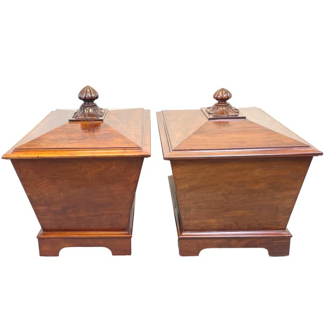 A Very Fine Quality And Extremely Rare Matched Pair Of Regency Mahogany Cellarettes, Or Wine Coolers, Of Bold Proportions...