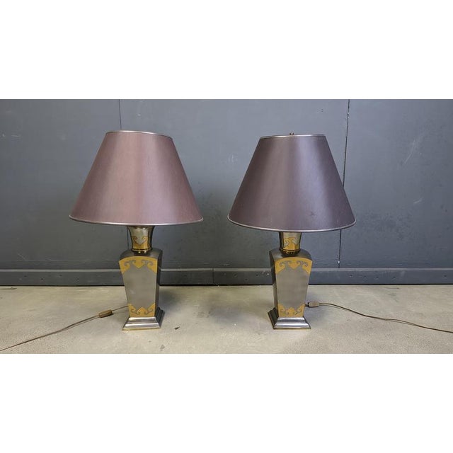 Vintage Pewter Table Lamps, 1970s, Set of 2 For Sale - Image 10 of 12