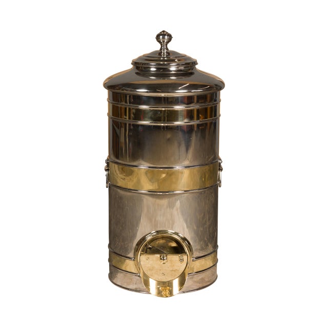 French Turn of the Century Steel and Brass Coffee Bean Dispenser, circa 1900 For Sale In Atlanta - Image 6 of 12