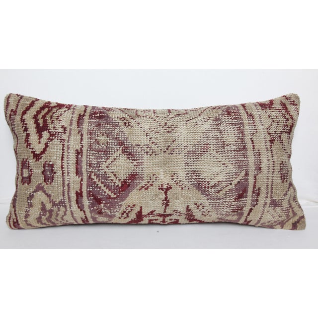 Hanmade Oushak Rug Lumbar Pillow Cushion Cover -15'' X 30'' For Sale - Image 9 of 11