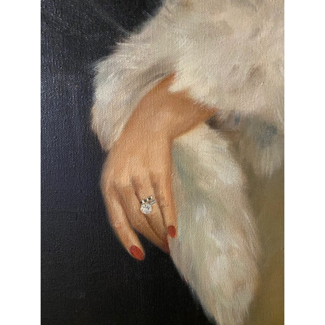 Signed and Framed Oversized Vintage Portrait of a Lady For Sale - Image 4 of 9