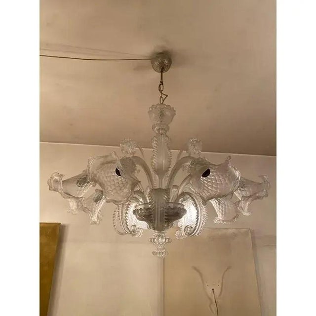 Italian Style Murano Glass in Transparent and Sand Chandelier by Simoeng For Sale - Image 4 of 12