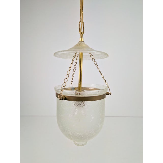 Vintage Brass and Mounted Glass Hundi Lantern Bell Lamp, 1950s For Sale - Image 13 of 13