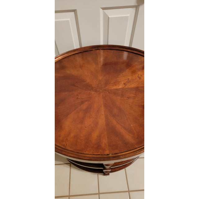 Wood English Style Three-Tier Oval Top Cherry End Table For Sale - Image 7 of 12