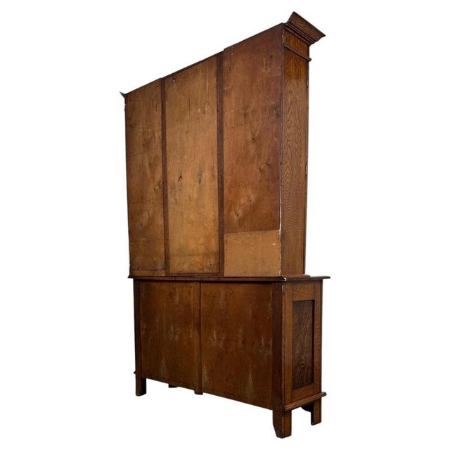 Early 20th Century English Art Nouveau Oak Dresser with Bevelled Mirror For Sale - Image 10 of 14