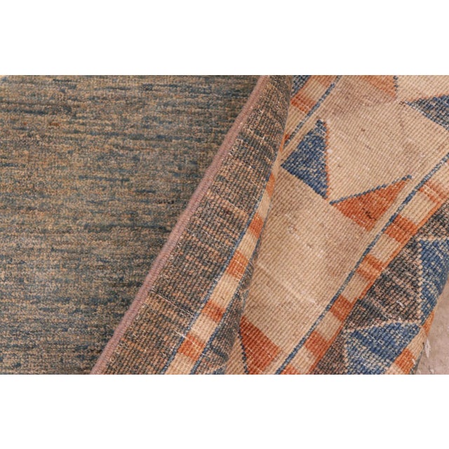 Blue 1990s Shabby Chic Gabbeh Blue/Orange Wool Rug - 6'0" X 8'10" For Sale - Image 8 of 10