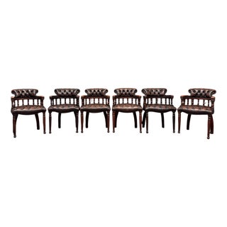 English Chesterfield Chairs, Set of 6 For Sale