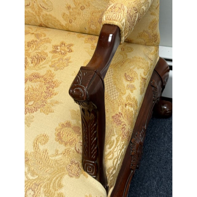 Statesville Chair Company Carved Georgian Upholstered Chair For Sale - Image 9 of 12