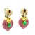 Modern Vintage 1980s 18k Gold Ruby Emerald & Diamond Drop Earrings, Pair For Sale - Image 3 of 11