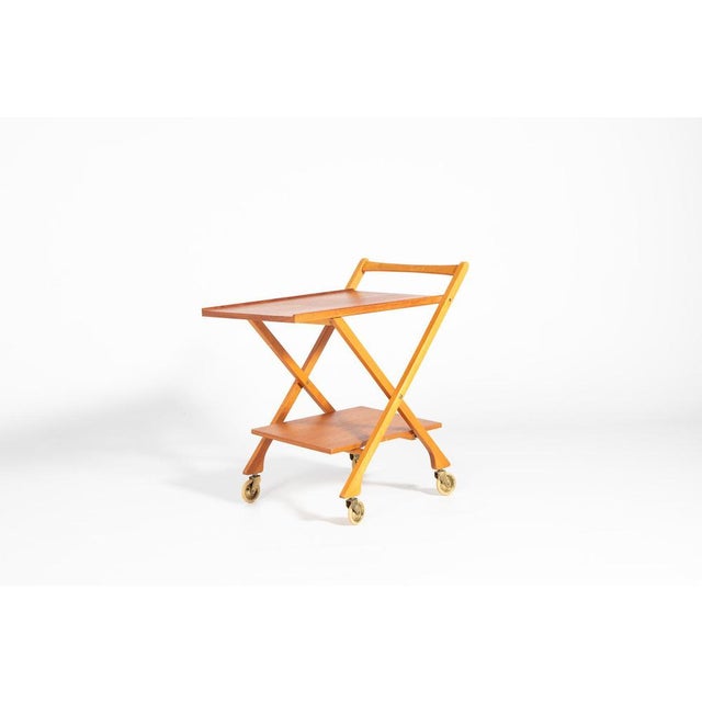 Mid-Century Italian Foldable Teak Serving Trolley For Sale - Image 7 of 8