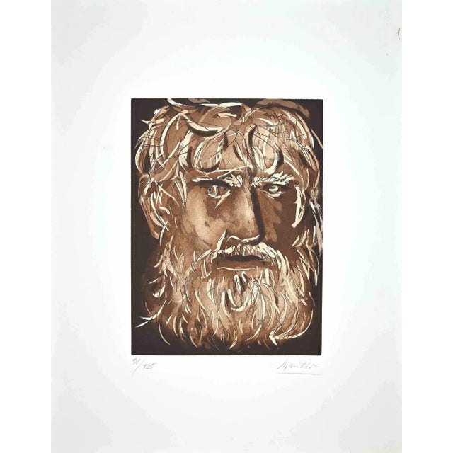 Portrait of King Oedipus is an original etching realized by Giacomo Manzù in 1970. Limited edition series, numbered on the...