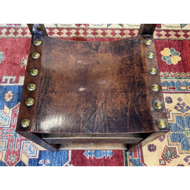 Antique English Chairs in Oak and Leather, 1800s, Set of 6 For Sale - Image 11 of 18