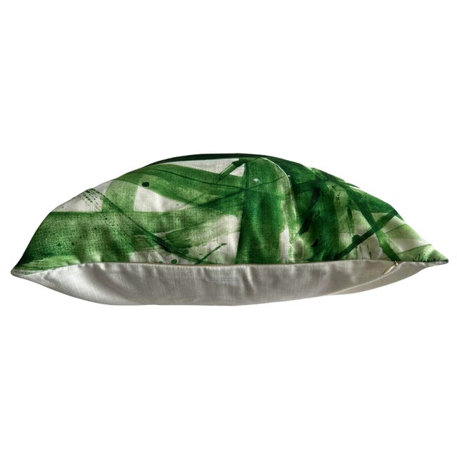 Contemporary Tropical Kelly Green Painting Pillow Cover For Sale - Image 4 of 8