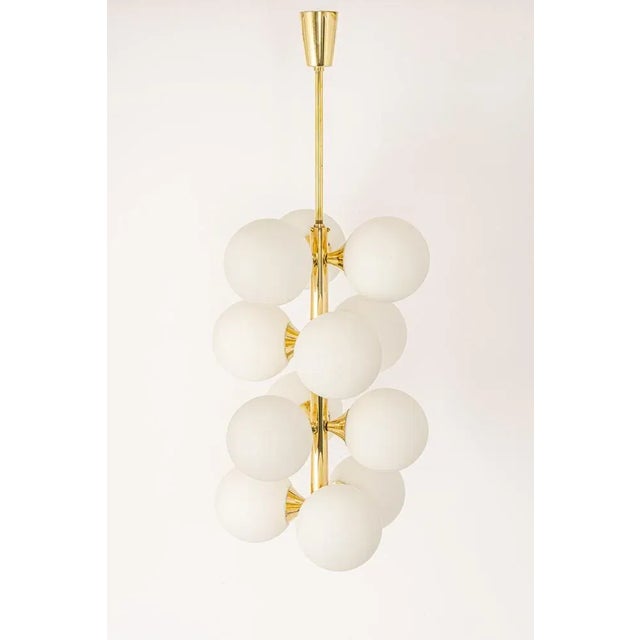 Large Stunning Kaiser Sputnik Glass Globes Chandelier, Germany, 1970s For Sale - Image 3 of 10