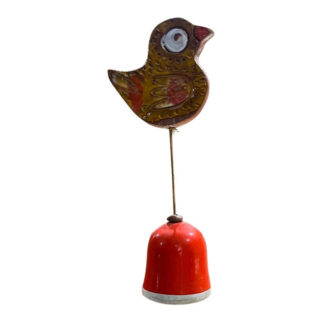 1960s Pacific Stoneware Art Pottery Birdie Wind Chime For Sale