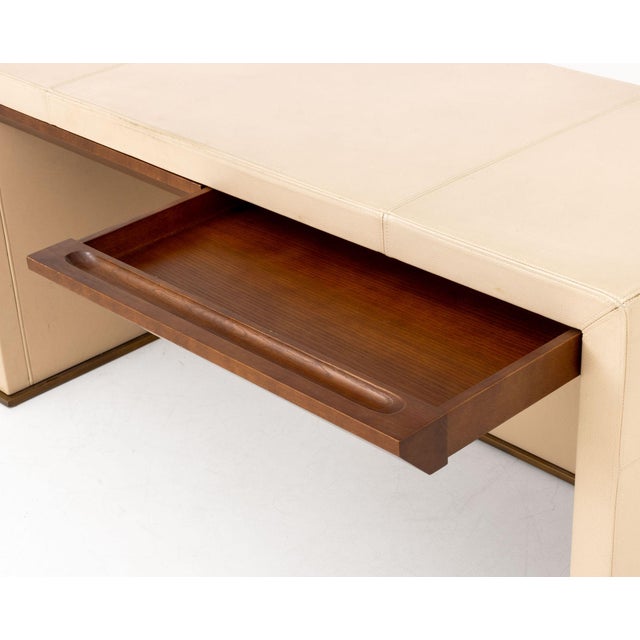 Early 21st Century Promemoria Cream Leather Covered Writing Desk For Sale - Image 5 of 9