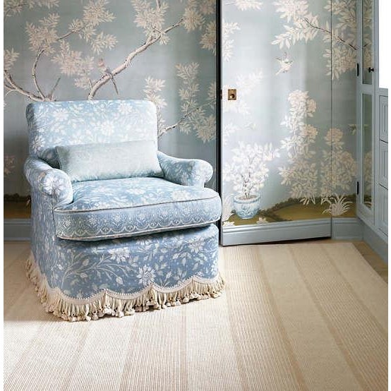 Wide bands of micro stripes, structured with crisp, banded edges on an ivory ground, bring modern balance and subtle...