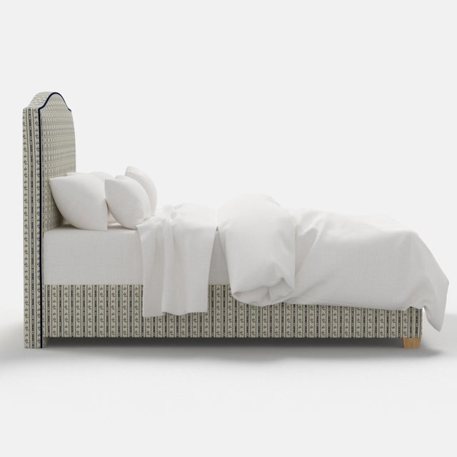 Not Yet Made - Made To Order Stoffer Home x Cloth & Company Elsie Bed in Botanical Stripe Navy with Navy Welt, Full/Double For Sale - Image 5 of 9