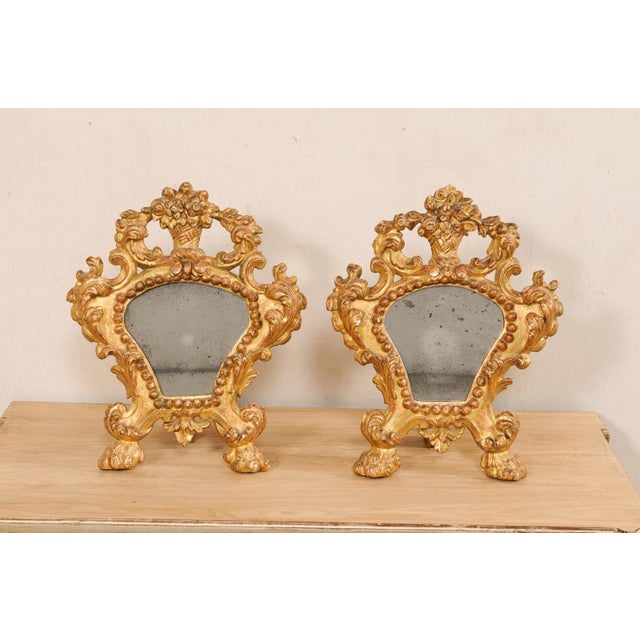 19th Century Italian Rococo Gilt Wood Mirror Decorations - A Pair For Sale - Image 4 of 11
