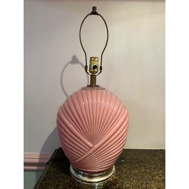 1980 Art Deco Shell Style Pink Table Lamp For Sale - Image 9 of 10