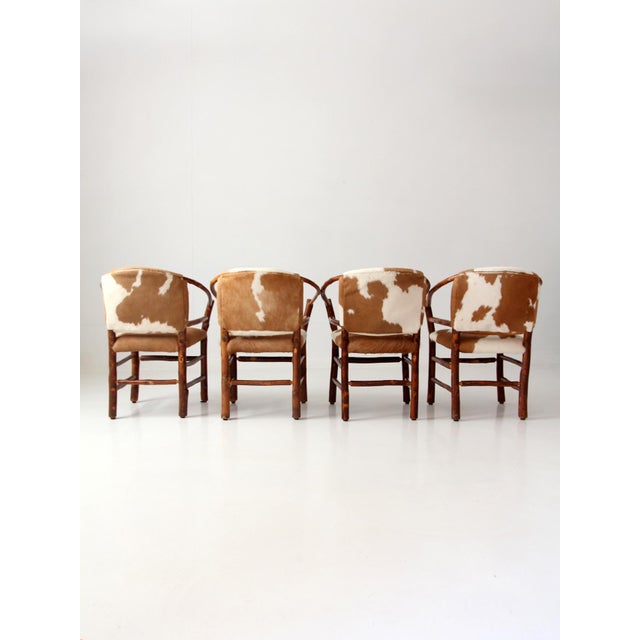 Farmhouse Vintage Old Hickory Hair on Hide Armchairs Set 4 For Sale - Image 3 of 18