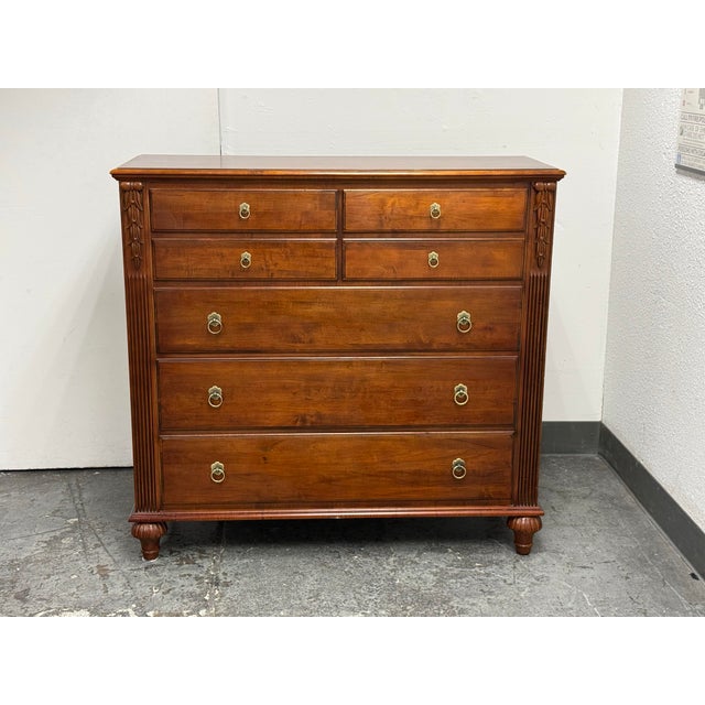 Design Plus Gallery presents the Dawson Tall Dresser from Ethan Allen. This American-made dresser showcases a British...