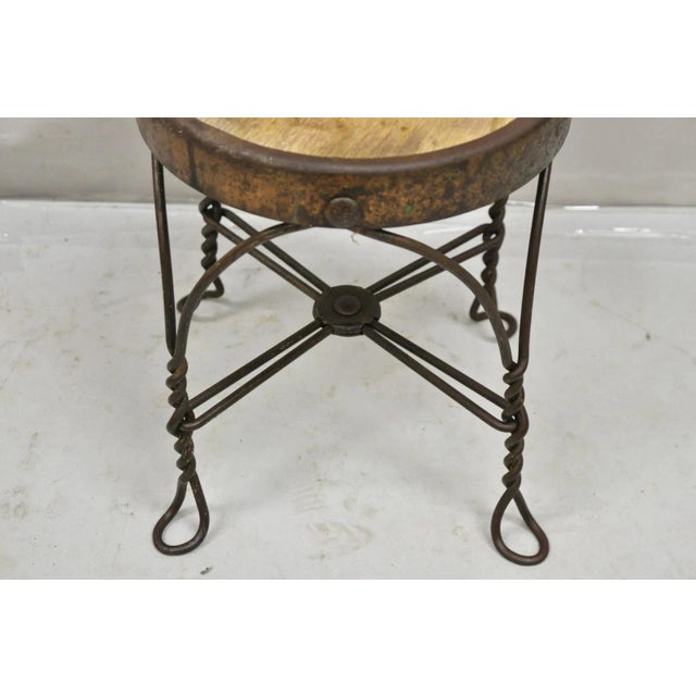 Wood Antique Victorian Twisted Wire Wooden Seat Small Child's Ice Cream Parlor Chair For Sale - Image 7 of 10