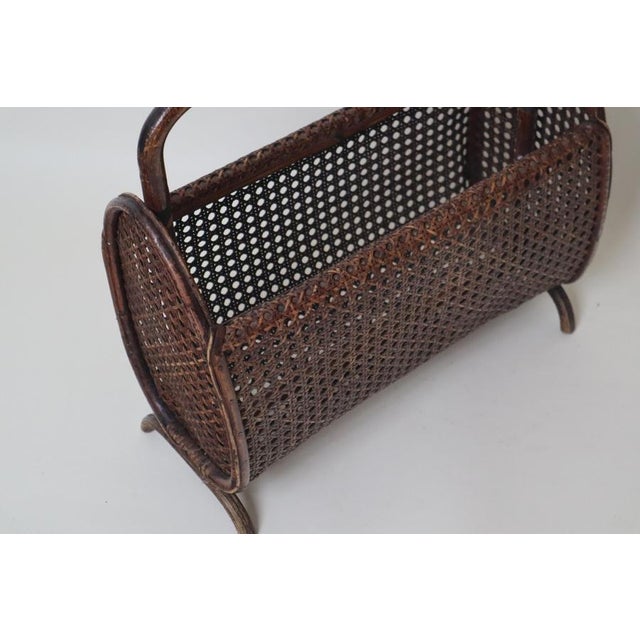 Art Deco Newspaper Rack in Handcrafted Wicker and Bamboo, 1940s For Sale - Image 4 of 11