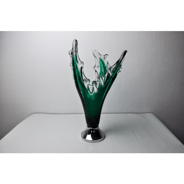 Green Sommerso Vase in Green Murano Glass attributed to Seguso, Italy, 1970s For Sale - Image 8 of 8