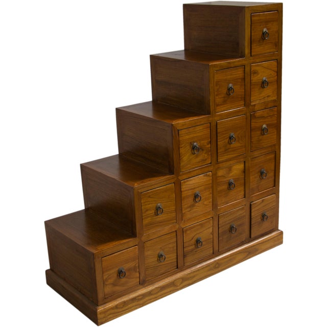 Reclaimed Wood Tansu Japanese Style Step Chest Chairish