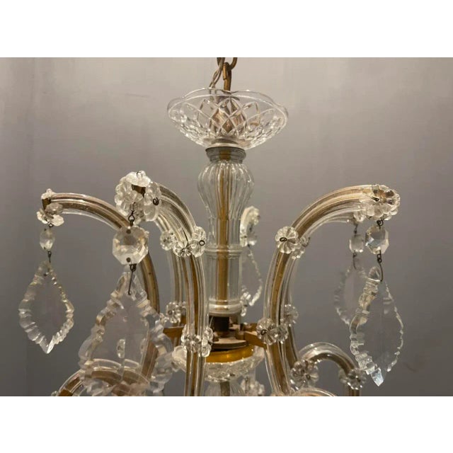 Italian Large Crystal Murano Glass Chandelier, 1950s For Sale - Image 6 of 10