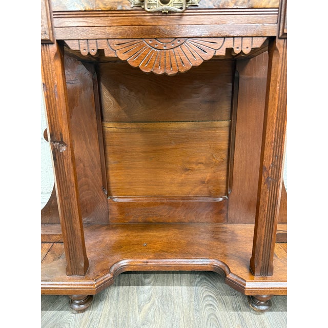 Antique Victorian Eastlake Walnut Hall Tree With Mirror and Hooks and Drawer For Sale - Image 15 of 18