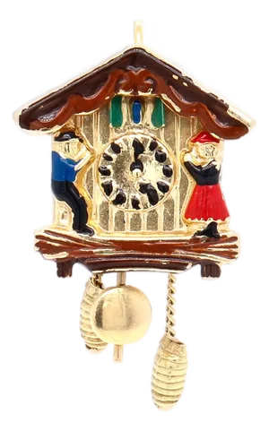 Vintage 18k Gold & Enamel Cuckoo Clock Charm for a Bracelet