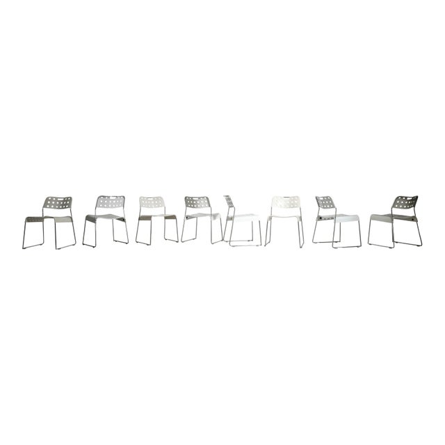 Omstak White Stackable Chairs by Rodney Kinsman for Bieffeplast, 1972, Set of 8 For Sale - Image 11 of 18