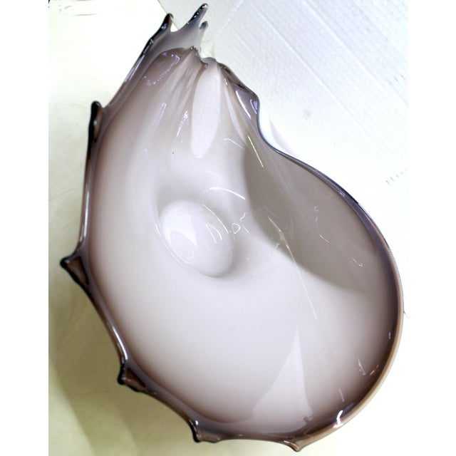 Amethyst Vintage Mid-Century Jozefina Krosno Polish Art Glass Conch Shell Centerpiece For Sale - Image 8 of 15