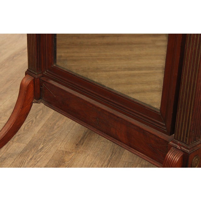 Antique 19th Century Empire Style Mahogany Cheval Mirror On Brass Paw Feet For Sale - Image 10 of 12