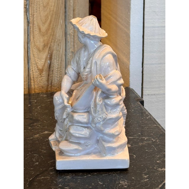 1920s 1920s Blanc De Chine White Glazed Seated Musician Figure For Sale - Image 5 of 8