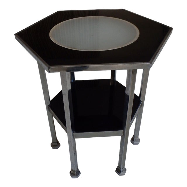 Hexagonal Side Table with Lighting, 1930s For Sale