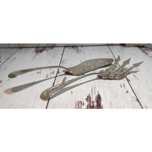 Late 19th Century Beautiful Antique Sterling Silver Fish Server & Fork Set Bailey Banks and Biddle For Sale - Image 13 of 16