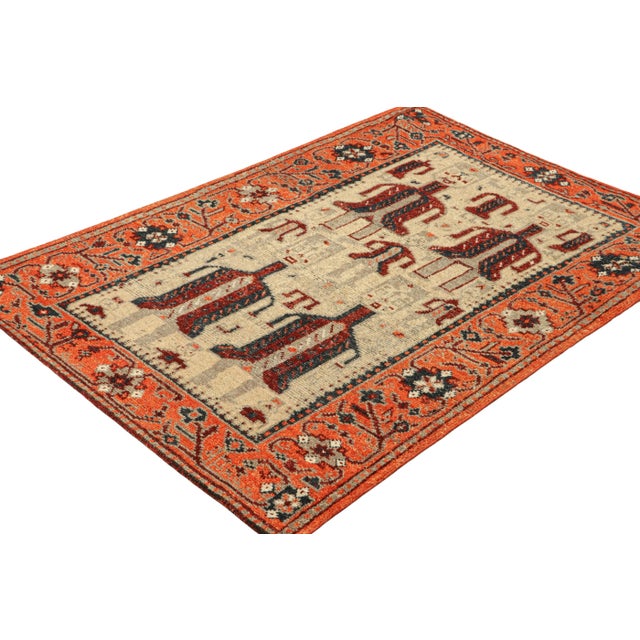 Rug & Kilim Rug & Kilim’s Burano Rug in Beige With Human Pictorials and Floral Patterns For Sale - Image 4 of 8