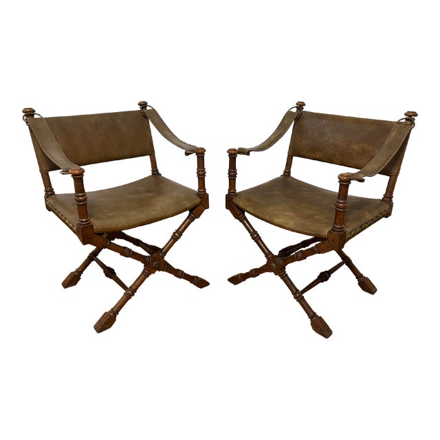 1970s Vintage Drexel Heritage Campaign Director Chairs a Pair Chairish