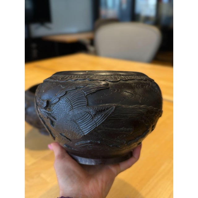 Metal 19th Century Japanese Bronze Planters Jardinieres - A Pair For Sale - Image 7 of 13