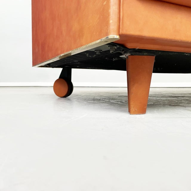 Modern Italian Brown Leather Sofa Twice by Cerri for Poltrona Frau, 1980s For Sale - Image 17 of 18